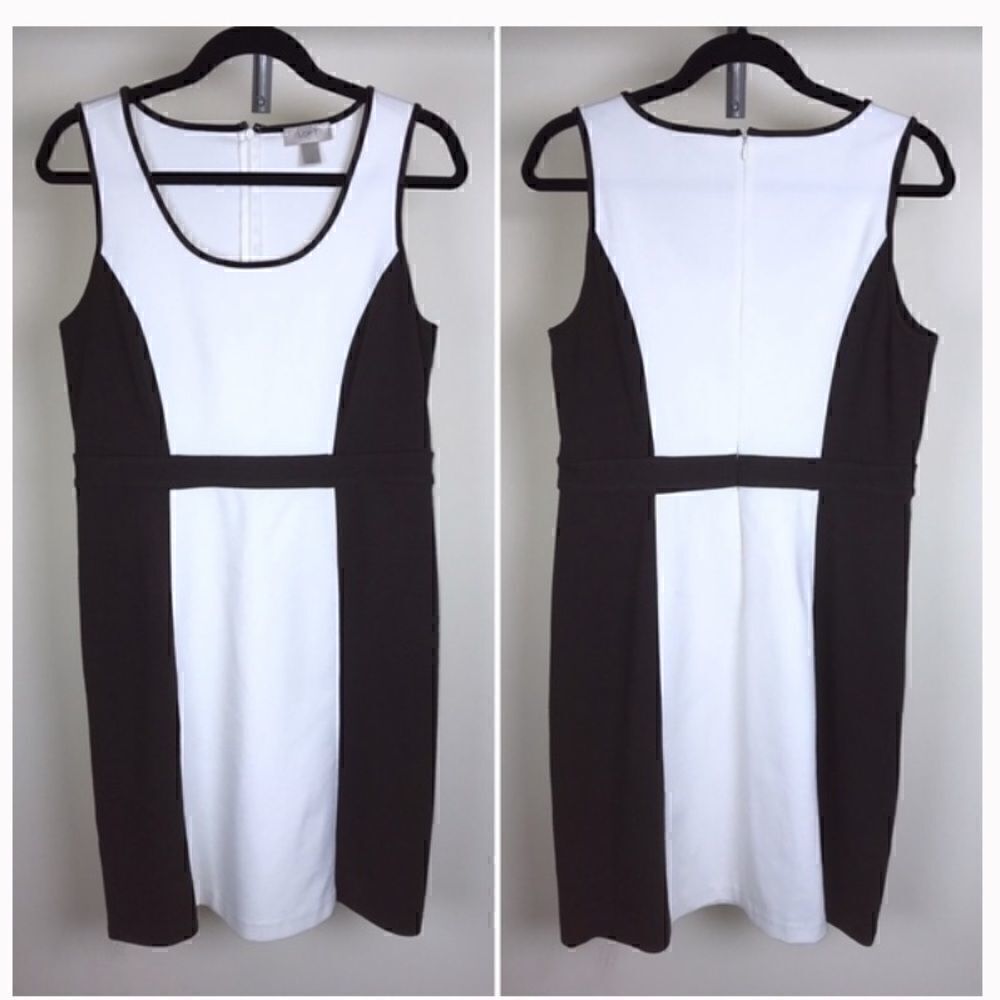 Ann Taylor LOFT brown white sleeveless work dress